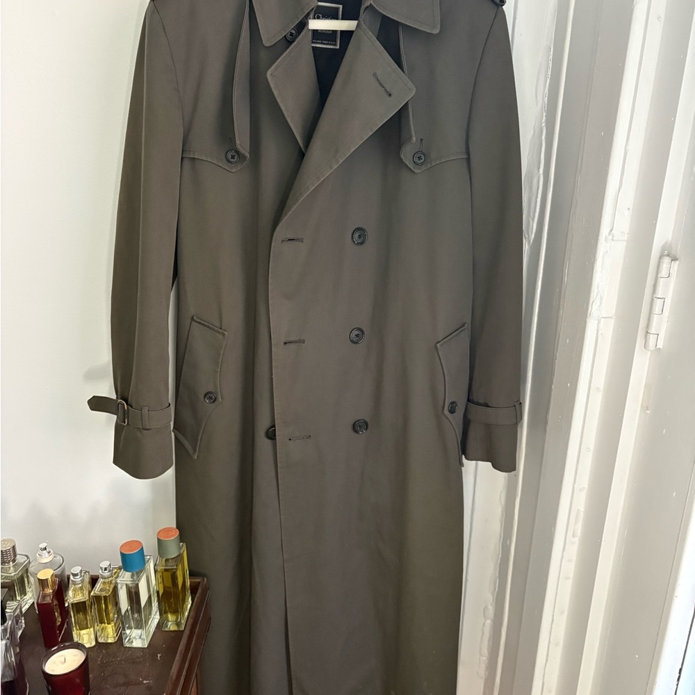Dior Men's Olive Green Double-Breasted Trench Coat